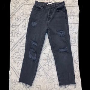 black pacsun straight leg distressed jeans